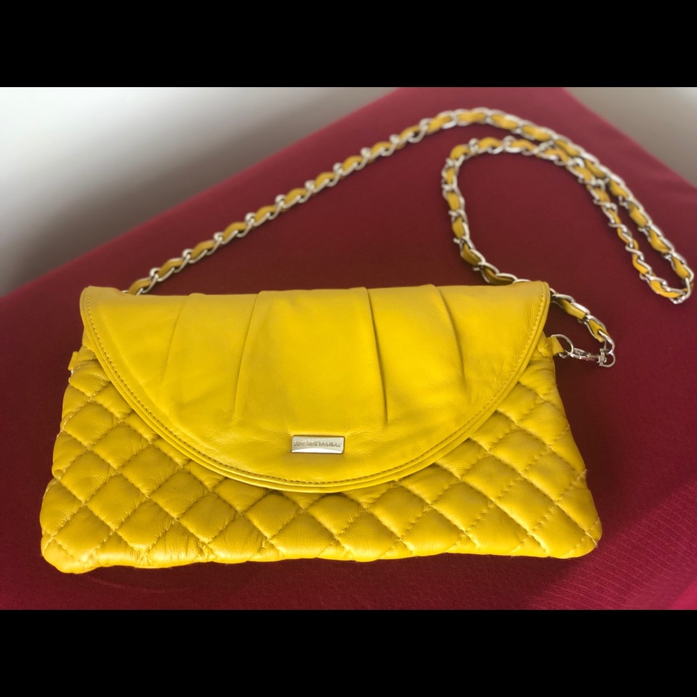 Yellow leather hand bag